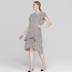 Who What Wear Medium Leopard Print Blush Pink Ruffle Dress Target